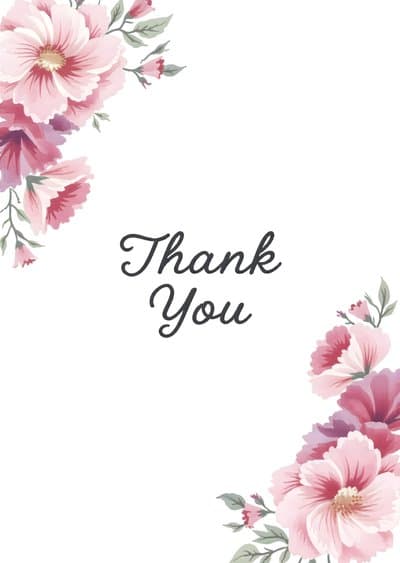 Thank You Card Elegant Floral Design