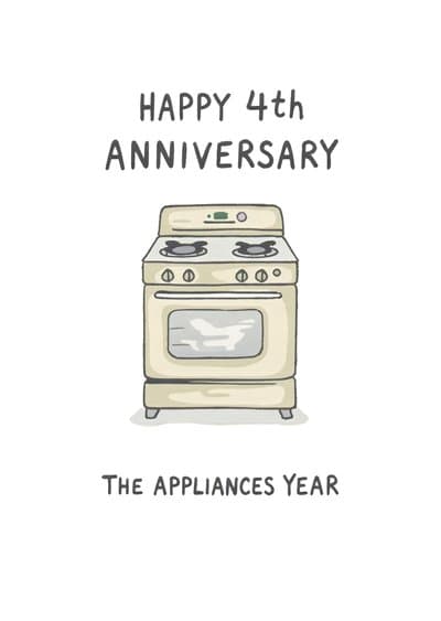 Anniversary Greeting Card Illustrated Stove Design