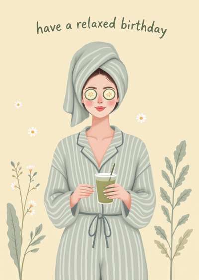 Funny Birthday Greeting Card Relaxed Spa Theme
