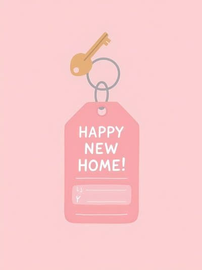 New Home Greeting Card Modern Key Tag Design