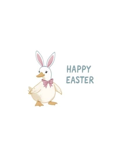 Funny Easter Card with Duck in Bunny Ears