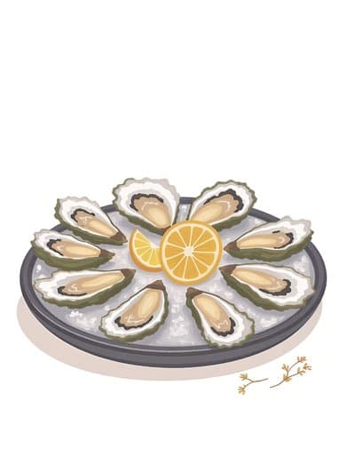 Oyster Greeting Card with Lemon Illustration