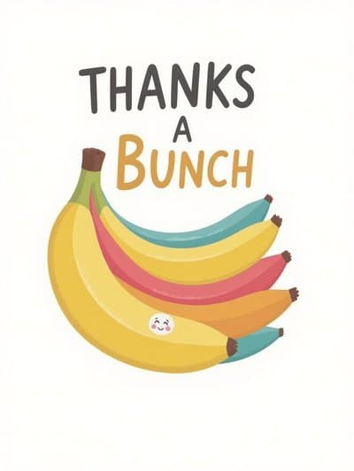 Thank You Card Cute Banana Illustration