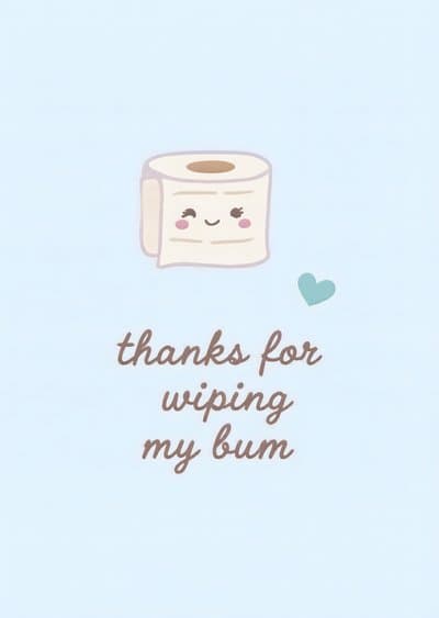 Funny Toilet Paper Thank You Card Cute Illustrated Design