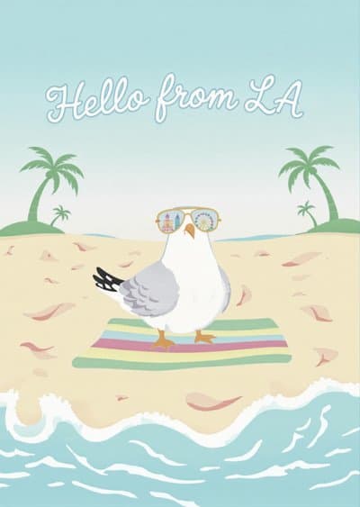 Funny Beach Greeting Card Seagull with Sunglasses