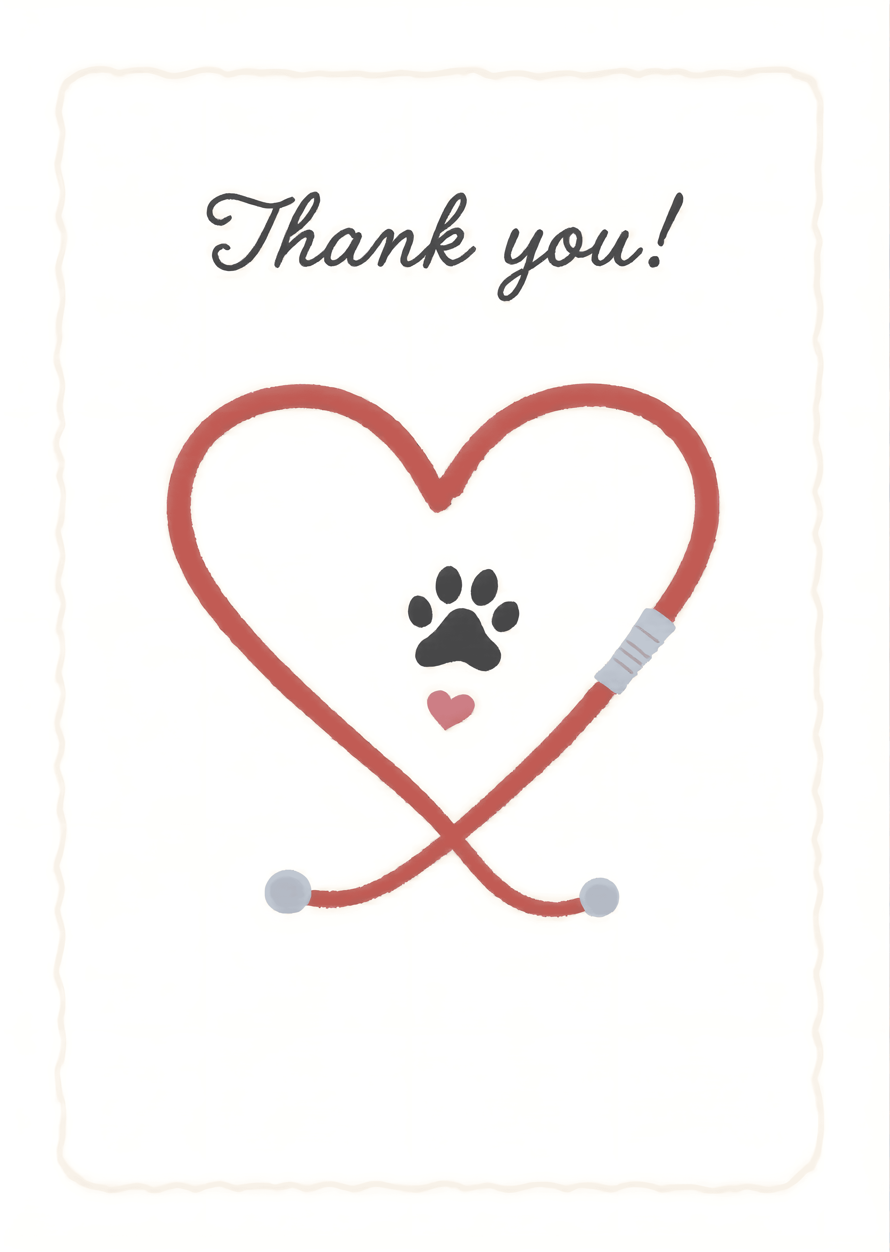 Paw Print Stethoscope Thank You Card